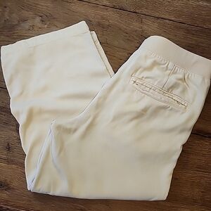 St. John’s Bay Tan High Rise Wide Leg Crop Pants stretch waist Womens Med cream